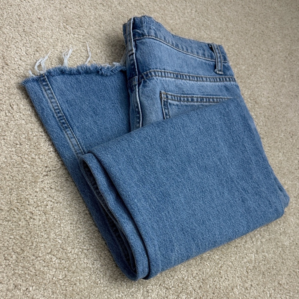 Zara Wide Straight Jeans Size 2 Fringed Hem - Picture 6 of 14